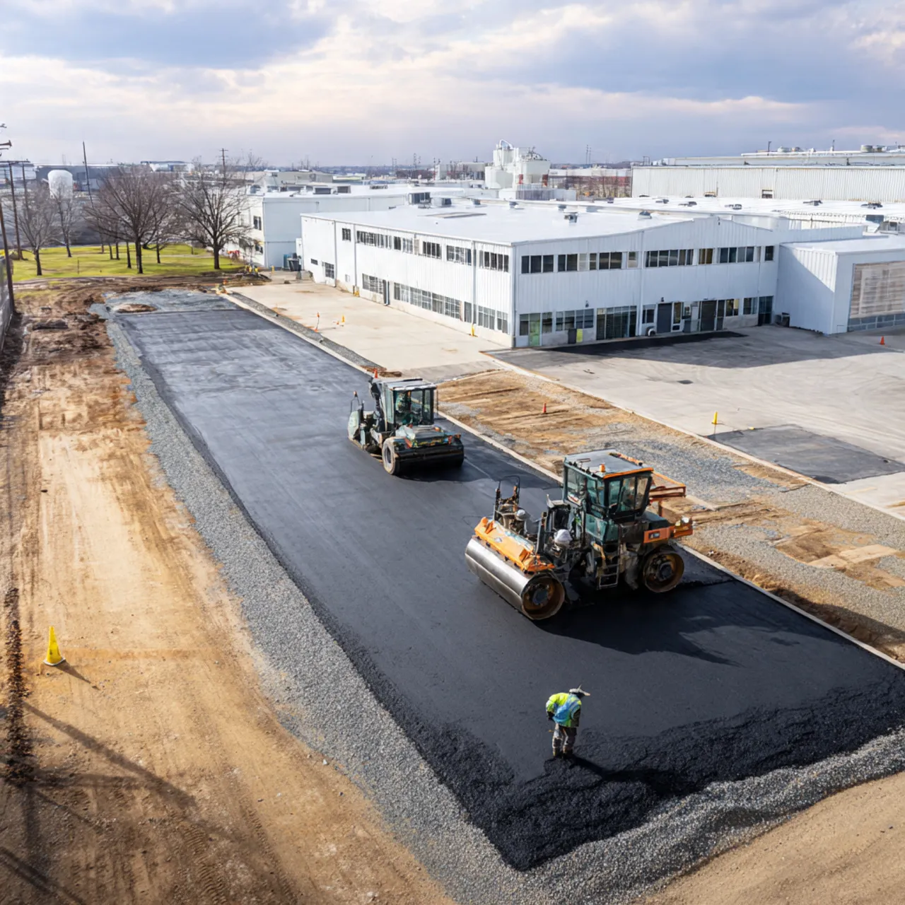 Pengaspalan Area Parkir Pabrik di Cibinong